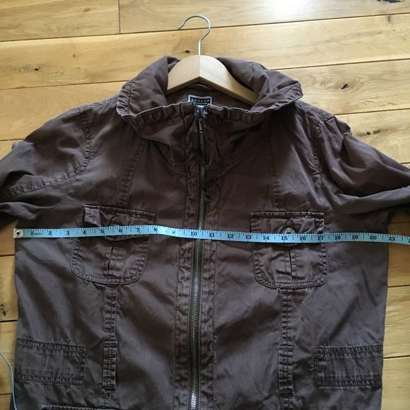 Vintage Y2K Renuar Collection Brown Cotton High Collar Field Jacket - Picture 8 of 16